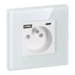 Gniazdo pojedyncze 2P+Z, USB-A + USB-C, PD, max. 20W, biały
