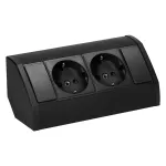 Gniazdo meblowe 2x2P+Z (Schuko), czarne