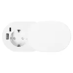 Gniazdo meblowe Ø6cm, wpuszczane w blat z przesuwną pokrywką, ładowarką USB i przewodem 1,9m, 1x2P+Z (Schuko), 2xUSB (typ A+C; PD20W), białe