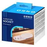 Gniazdo meblowe Ø6cm, wpuszczane w blat z przesuwną pokrywką, ładowarką USB i przewodem 1,9m, 1x2P+Z (French), 2xUSB (typ A+C; PD20W), białe