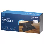 Gniazdo meblowe wpuszczane w blat z płaskim frezowanym rantem, uchylną klapką, ładowarką USB i przewodem 1,5m, 2x2P+Z (French), 2xUSB (typ A+C; 3,6A), czarne