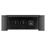 Gniazdo meblowe wpuszczane w blat z płaskim frezowanym rantem, uchylną klapką, ładowarką USB i przewodem 1,5m, 2x2P+Z (French), 2xUSB (typ A+C; 3,6A), czarne