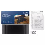 Gniazdo meblowe wpuszczane w blat z płaskim frezowanym rantem, uchylną klapką, ładowarką USB i przewodem 1,5m, 2x2P+Z (French), 2xUSB (typ A+C; 3,6A), czarne