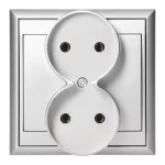 Gniazdo podwójne p/t 2x2P Luna, 16A, 250V, PT-5LR, srebrny