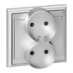 Gniazdo podwójne p/t 2x2P Luna, 16A, 250V, PT-5LR, srebrny