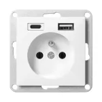 Gniazdo pojedyncze p/t 2P+Z z ładowarką USB A+C Pearl, 16A, 250V, PT-16P/USB, biały
