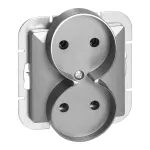 Gniazdo podwójne p/t 2x2P Pearl, 16A, 250V, PT-5PR, srebrny