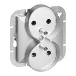 Gniazdo podwójne p/t 2x2P+Z Pearl, 16A, 250V, PT-6 PR, srebrny