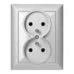 Gniazdo podwójne p/t 2x2P+Z Pearl, 16A, 250V, PT-6 P, srebrny