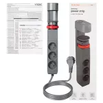 Przedłużacz biurkowy 3-krotny 2P+Z, 1,5M H05VV-F 3x1,5mm², 2xUSB+1 typu C