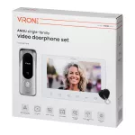 ANGU, zestaw wideodomofonowy 4-żyłowy, bezsłuchawkowy, monitor 7" LCD, z kamerą 800TVL, z czytnikiem kart i breloków zbliżeniowych 13,56MHz, biały