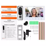 ANGU, zestaw wideodomofonowy 4-żyłowy, bezsłuchawkowy, monitor 7" LCD, z kamerą 800TVL, z czytnikiem kart i breloków zbliżeniowych 13,56MHz, biały