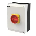 P3-100/I5/SVB/N/HI11 Rozłącznik główny, 3 bieg.+N+1NO+1NC, 100 A, w obudowie IP65, pokrętło czerwono-żółte z blokadą na kłódkę