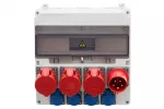 Rozdzielnica LAGO 17M - gniazda proste 16A 5p, 2x32A 5p, 4x230V, wtyk odbiornikowy 32A 5p IP44