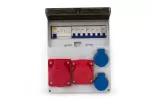 Rozdzielnica LAGO 11M - gniazda 16A 5p, 32A 5p, 2x230V z zabezpieczeniami R4P40A typ AC, 3FC32A, 3FC16A, 1FB16A FE  IP44