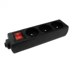 Listwa zasilająca 3 gn z/u z wyłącznikiem CZARNA