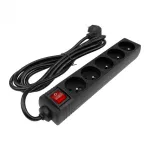 Przedłużacz 5 gniaz. 3m z/u z wyłącznikiem CZARNY