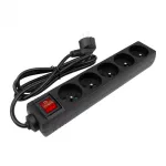 Przedłużacz 5 gniaz 1.5m z/u z wyłącznikiem CZARNY