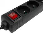 Przedłużacz 5 gniaz 1.5m z/u z wyłącznikiem CZARNY