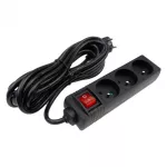 Przedłużacz 3 gniaz. 5m z/u z wyłącznikiem CZARNY