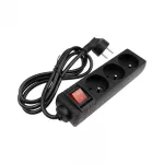 Przedłużacz 3 gniaz 1.5m z/u z wyłącznikiem CZARNY