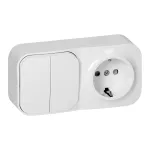 Łącznik n/t świecznikowy + Gniazdo pojedyncze ToDo, IP20, 2P+Z, Schuko, biały