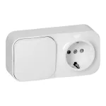 Łącznik n/t jednobiegunowy + Gniazdo pojedyncze ToDo, IP20, 2P+Z, Schuko, biały, 10 szt.
