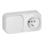 Łącznik n/t jednobiegunowy + Gniazdo pojedyncze ToDo, IP20, 2P+Z, biały, 10 szt.