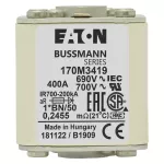 170M3419 Wkładka szybka, 400 A, AC 690 V, compact size 1, 45 x 59 x 51 mm, aR, IEC, UL, wskaźnik, flush end, M8