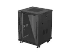 SZAFA INSTALACYJNA RACK STOJĄCA 19" 15U 600X600 CZARNA DRZWI PRZESZKLONE LANBERG (FLAT PACK)