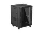 SZAFA INSTALACYJNA RACK STOJĄCA 19" 15U 600X600 CZARNA DRZWI PRZESZKLONE LANBERG (FLAT PACK)