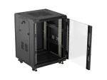 SZAFA INSTALACYJNA RACK STOJĄCA 19" 15U 600X600 CZARNA DRZWI PRZESZKLONE LANBERG (FLAT PACK)