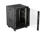 SZAFA INSTALACYJNA RACK STOJĄCA 19" 15U 600X600 CZARNA DRZWI PRZESZKLONE LANBERG (FLAT PACK)