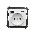 Simon 55 WMDW-001115-111 Gniazdo schuko z zintegrowaną ładowarką USB C+A (moduł), 2.1 A, 5 V DC, 230 V; Biały mat