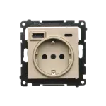 Simon 55 WMDW-001115-144 Gniazdo schuko z zintegrowaną ładowarką USB C+A (moduł), 2.1 A, 5 V DC, 230 V; Szampański mat