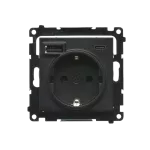Simon 55 WMDW-001115-149 Gniazdo schuko z zintegrowaną ładowarką USB C+A (moduł), 2.1 A, 5 V DC, 230 V; Czarny mat