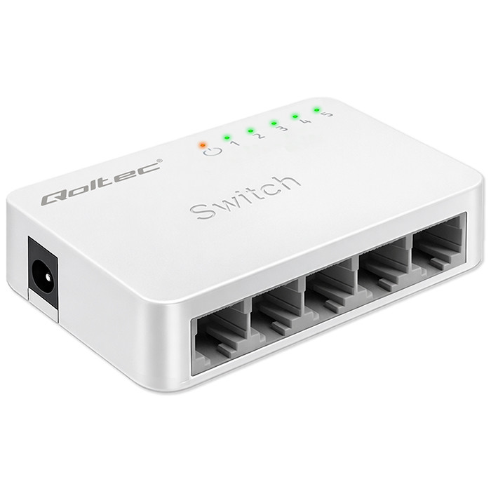 Qoltec SWITCH Przełącznik sieciowy 5 x port RJ45 | 1000Mbps | Fast Ethernet | LAN