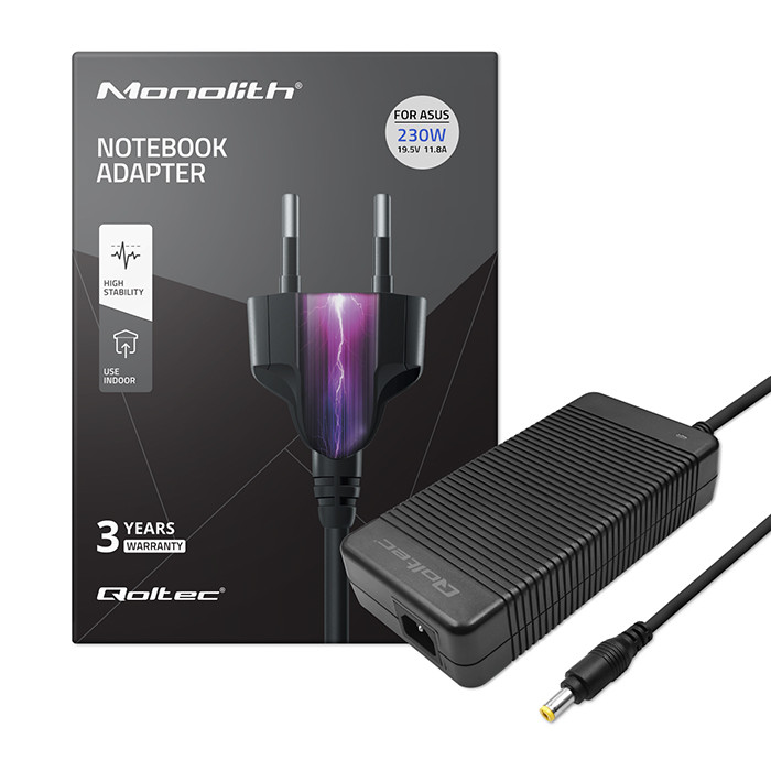 Qoltec Zasilacz do laptopa Asus 230W | 19.5V | 11.8A | 5.5*2.5 |+kabel zasilający