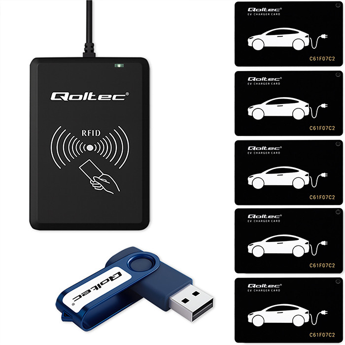 Qoltec System hotelowy EV | programator kart EV + oprogramowanie + 5 kart EV