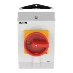 T3-3-15683/I2/SVB Przełącznik Zał.-Wył., 3 bieg. + 2 NO + 1 NC, 32 A, 90 °, w obudowie IP65, pokrętło czerwono-żółte z blokadą na kłódkę