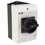 T0-2-1/I2H/MBS/SVB-SW Rozłącznik główny, 3 bieg., 20A, funkcja awaryjnego zatrzymania, blok. na kłódkę w pozycji Wył., 90°, w obudowie ze szkła utwardzanego, z płytą ekranującą MBS, pokrętło czarne z blokadą na kłódkę