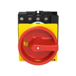 P1-25/V/SVB/N/HI11 Rozłącznik główny, 3 bieg. + N + 1 NO + 1 NC, 25 A, funkcja awaryjnego zatrzymania, blok. na kłódkę w pozycji Wył., montaż rozłączny, pokrętło czerwono-żółte z blokadą na kłódkę
