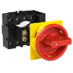 P1-25/V/SVB/N/HI11 Rozłącznik główny, 3 bieg. + N + 1 NO + 1 NC, 25 A, funkcja awaryjnego zatrzymania, blok. na kłódkę w pozycji Wył., montaż rozłączny, pokrętło czerwono-żółte z blokadą na kłódkę