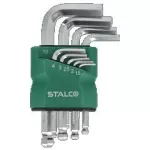 Klucze sześciokątne 1.5-2-2.5-3-4-5-6-8-10mm imbusy z kulką krótkie CrV STALCO S-48368
