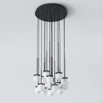 COTTON PANEL HF4, fi100 wisząca LED 16x2,7W/298lm/3000K, 230V, przewód czarny, czarny (mat) RAL 9017