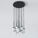 COTTON PANEL HF4, fi100 wisząca LED 16x2,7W/298lm/3000K, 230V, przewód czarny, czarny głęboki (mat struktura) RAL 9005