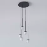 COTTON PANEL RH19, fi100 wisząca LED 5x2,7W/298lm/3000K, 230V, przewód czarny, czarny głęboki (mat struktura) RAL 9005