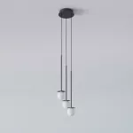 COTTON PANEL RH24, fi100 wisząca LED 3x2,7W/298lm/3000K, 230V, przewód czarny, czarny głęboki (mat struktura) RAL 9005