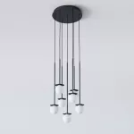 COTTON PANEL RH25, fi100 wisząca LED 7x2,7W/298lm/3000K, 230V, przewód czarny, czarny (mat) RAL 9017