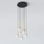 COTTON PANEL RH25, fi100 wisząca LED 7x2,7W/298lm/3000K, 230V, przewód czarny, kolor złota (gładki mat)